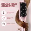 2 in 1 Ionic Hair Straightener Brush with Heat Resistant Glove, 30 Seconds Fast Heating, and 60 Minutes Auto-off, 16 Temperature Setting, HC009 Golden